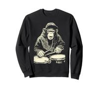 Chimpanzee Playing Drums Funny Hip Hop Animal Drummer Chimp Sweatshirt