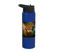Chimpanzee Pointing At Painting Monkey Artist Stainless Steel Insulated Water Bottle