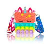 Chimpanzee Poppy Bag Unicorn Pop It Bag - Girl Handbag, Fidget Toy, Anti-Stress Children, Sensory Toy, Unicorn Shoulder Bags, Gadget Gift Bags, Girls Birthday Game