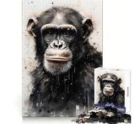 Chimpanzee Primate Majesty 1000 Piece Jigsaw Puzzles for Adults Cognitive Boost Snug Edge Fun Play Table Accent (38x26cm)