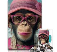 Chimpanzee Queen 1000 Pieces Jigsaw Puzzle For Adults Teens,Stress Reliever Difficult Challenge Deal As Gifts for The Whole Family 38x26cm