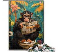 Chimpanzee Reading A Newspaper Adult Jigsaw Puzzles 1000, Suitable for Ages 14 And Up Family Fun It Is Ideal As A Gift for The Whole Family (26x38cm)