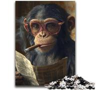 Chimpanzee Reading A Newspaper Jigsaw Puzzles for Adults Teenagers Jigsaws Puzzle,Stress Reliever Difficult Challenge Suitable for Desktop Decoration (70X100cm)