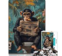 Chimpanzee Reading A Newspaper Jigsaw Puzzles for Teenagers 1000 Piece Puzzle,Decompressing Intellectual Educational Toy Perfect Decoration (38x26cm)