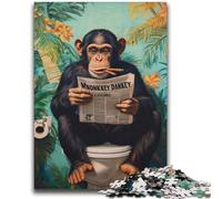 Chimpanzee Reading A Newspaper Jigsaw Puzzles for Teenagers 2000 Pieces,Challenging Game And Family Play Wall Decoration Unique Birthday And Xmas Gifts (70X100cm)