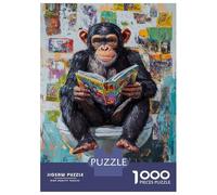 Chimpanzee Reading Art 1000 Piece Jigsaw Puzzle Paper for Adults Creative Home Decoration Focus Fun Relaxation 70x50cm/1000pcs