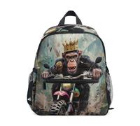 Chimpanzee Riding Motorcycles Toddler Backpack Preschool Backpack Boys Girls Kids Kindergarten School Bag for 3-8 Years