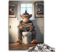 Chimpanzee Sitting on Toilet 1000 Piece Jigsaw Puzzle for Adults Teens,Decompressing Intellectual Educational Toy Birthday Present,Gifts,Wall Art (38x52cm)