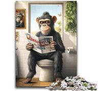 Chimpanzee Sitting on Toilet 2000 Piece Jigsaw Puzzles for Teenagers,Challenging Game And Family Play with Fully Interlocking Randomly Shaped Pieces (70X100cm)