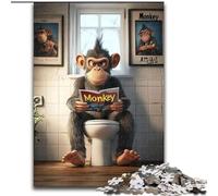 Chimpanzee Sitting on Toilet Jigsaw Puzzles for Adults Teenagers Jigsaws Puzzle, Family Activity Fun at Home Activities, Birthday Present,Travel Gifts (size 26x38cm)