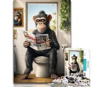 Chimpanzee Sitting on Toilet Jigsaw Puzzles for Teenagers 2000 Pieces,Learning Educational Toys Family Games Unique Birthday And Gifts 70x100cm