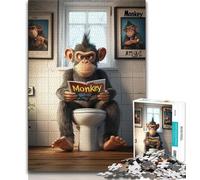 Chimpanzee Sitting on Toilet Puzzles for Teenagers Teens 1000pc Puzzle,Pattern Assembly Fun at Home Activities,Birthday Present,Travel Gifts (50x75cm)