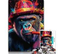 Chimpanzee Smoking Jigsaw Puzzles for Teenagers 1000 Piece Puzzle,Fun Games Every Piece Is Unique - Challenging Family Fun Game (50x75cm)