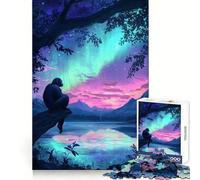 Chimpanzee Under Aurora Borealis Northern Lights 1000 Piece Puzzle For Teenagers Brain Think Clear Hue Real Challenge Home Display (50x75cm)