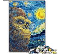 Chimpanzee Under The Night Sky Jigsaw Puzzles for Adults 1000 Piece Puzzle, Educational Family Game Suitable for Desktop Decoration (26x38cm)
