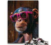 Chimpanzee Wearing Glasses Adult Jigsaw Puzzles 1000 Pieces,Family Game Stress Reliever Difficult Challenge Artists Collection,Fine Art (50x75cm)