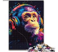 Chimpanzee Wearing Headphones 1000 Piece Jigsaw Puzzles for Adults Gifts, Educational Games Home Decoration Deal As Gifts for The Whole Family (size 26x38cm)