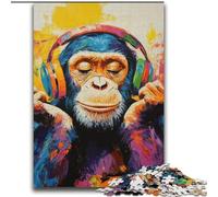 Chimpanzee Wearing Headphones Jigsaws Puzzles 2000 Pieces for Teenagers Gifts, Learning Educational Toys Family Games Suitable for Desktop Decoration (70x100cm)