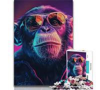 Chimpanzee Wearing Sunglasses Adult Jigsaws 1000 Piece,Educational Game Challenge Toy Wall Decoration Unique Birthday And Xmas Gifts (38x26cm)