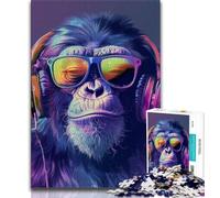 Chimpanzee Wearing Sunglasses Jigsaw Puzzles for Teenagers 1000 Piece Puzzle,Game Toys Every Piece Is Unique - Challenging Family Fun Game (50x75cm)