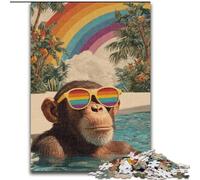 Chimpanzees at The Beach Jigsaws 1000 Pieces for Adults, for And 14 Years And over Brainteaser Family Games Christmas Birthday Gifts (50x75cm)