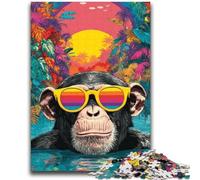 Chimpanzees at The Beach Jigsaws 1000 Pieces for Teenagers,Staycation Kill Time Every Piece Is Unique - Challenging Family Fun Game (38x52cm)