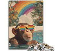 Chimpanzees at The Beach Puzzles for Teenagers Teens 1000pc Puzzle,Game Toys Every Piece Is Unique - Challenging Family Fun Game (38x52cm)