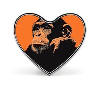 Chimpanzees Monkeys Chimps Apes Badge Pin Brooch Heart Shape Button Aluminum Decor for Backpacks Hats
