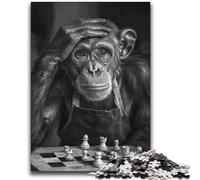 Chimpanzees Playing Chess Jigsaw Puzzles for Adults 1000 Piece Puzzle,Challenging Game And Family Play for Is Ideal As A Gift for The Whole Family (38x52cm)