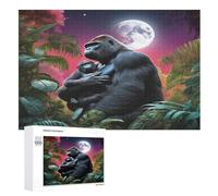 Chimpanzees Wooden Jigsaw Puzzles for Adults Hard Poster Puzzle 1000 Piece Precise Interlocking Educational Game Toys （75×50cm）