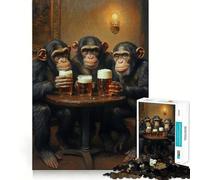 Chimps at The Bar- 1000 Piece Jigsaw Puzzles for Adults Jigsaw Sharp Brain Good Thick Family Pastime Classic Xmas Gift (38x52cm)