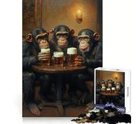 Chimps at The Bar- Jigsaw Puzzles 1000 Piece for Teenagers Focus Skill Indoor Fun Fun Challenge Home Decor (50x75cm)