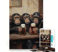 Chimps at The Bar Jigsaw Puzzles for Adults 1000 Pieces Restful Game Accurate Cut Family Bond Fine Art (50x75cm)
