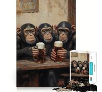 Chimps at The Bar Jigsaws 1000 Pieces for Adults Recreational Game HD Print Hard Challenge Xmas Idea (38x52cm)