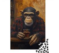 Chimp's Bar Moment Adult Jigsaw Puzzle, 1000 Pieces, 70x50cm/1000pcs, Smooth White Cardboard Pieces; for A Quiet Evening Project at Home