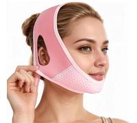 Chin Mask, Double Chin, Reusable, V-shaped Chin, Face Tightening Band, Chin Strap, Face Slimming Band, Double Chin Remover, Designed for Daily Use, Light Pink