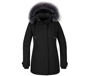 CHIN·MOON Women's Winter Puffer Jacket Waterproof Parka Coat Hooded | Quilted, Warm Insulated, Faux Fur Trim, Stand Collar, Multiple Pockets, Mid-Length, Outdoor, Overcoat
