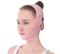 Chin Strap Face Slimming Bandage V Line Face Shaper Chin Cheek Lift Up Belt Facial Massage Strap(A- Pink)