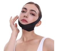 Chin Strap for Face Contouring - Reusable V Line Ice Silk Fabric Mask - Double Chin Shaping, Adjustable, Breathable Fabric - Jawline Shaper for Women & Men (Grey-B)
