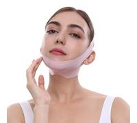 Chin Strap for Face Contouring - Reusable V Line Ice Silk Fabric Mask - Double Chin Shaping, Adjustable, Breathable Fabric - Jawline Shaper for Women & Men (Pink-B)