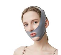 Chin Strap for Face Contouring - Reusable V Line Ice Silk Fabric Mask - Double Chin Shaping, Adjustable, Breathable Fabric - Jawline Shaper for Women & Men (Grey)