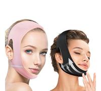 Chin Strap for Sleeping, Double Chin Reducer, 2 PCS Pink and Black Reusable V Line Jaw Strap for Sleeping, Jaw Line Shaper Face Lifting Band Chin Lift Mask for Women Men Work Read