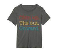 Chin Up Tits Out Onward Apparel T-Shirt, Women's Plus, Asphalt Grey, 3X