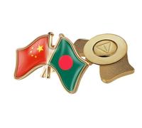 China And Bangladesh Intersect Flag Brooch - National Style Geometric Magnetic Flag Lapel Pin,Novelty National Emblem Brooch Badge Accessories For Men Women A