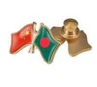 China And Bangladesh Intersect Flag Brooch - National Style Geometric Magnetic Flag Lapel Pin,Novelty National Emblem Brooch Badge Accessories For Men Women Button A