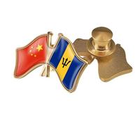 China And Barbados Cross Badges Brooch - Simple Crystal Flag Print Lapel Pin,Patriotic Magnetic Flag Brooch Pin For Unisex Button A
