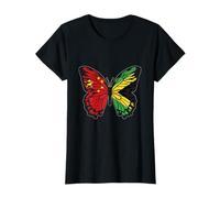 China and Jamaica Mix Butterfly Half Chinese half Jamaican T-Shirt