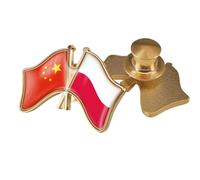 China And Poland Friendship Flag Badge Brooch Pin - Patriotic Flag Printing Pins Art Novelty Brooch Lapel Pin Buckle Charm Jewelry For Women Men Memorabilia Gift Button A As Shown