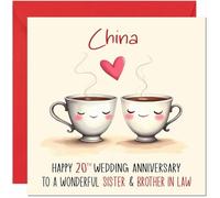 China Anniversary Card for Sister & Brother in Law - 20th Wedding Anniversary Cards for Brother in Law & Sister Cute Anniversaries Greeting Cards