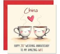 China Anniversary Card for Wife - 20th Wedding Anniversary Cards for Wife from Husband Cute Anniversaries Greeting Cards